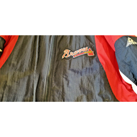 Vintage 80's Atlanta Braves Bomber Jacket National League Size L Apex One - Picture 11 of 15